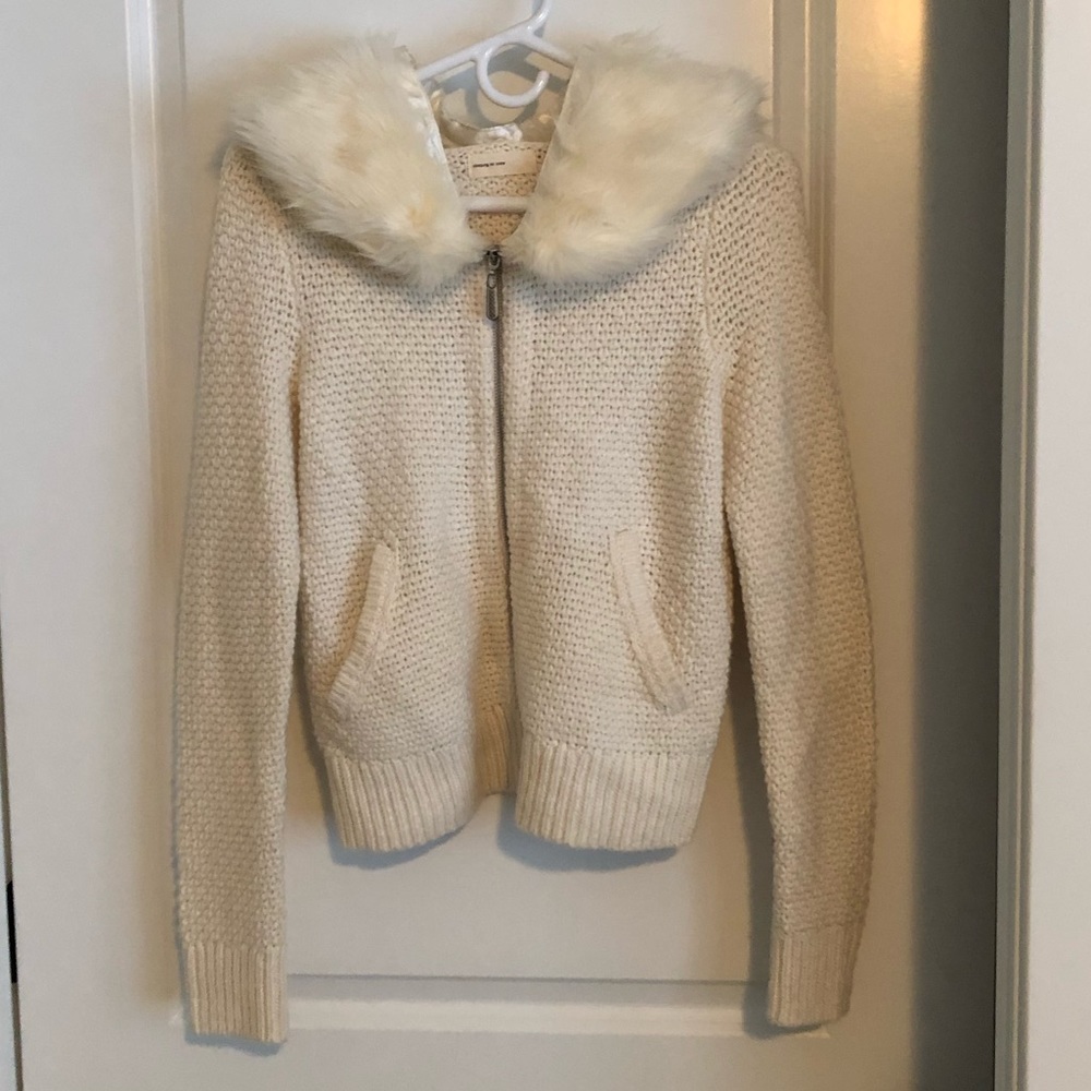 Anthropologie fur-collared sweater